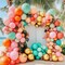 Pastel Balloon Arch Garland Kit – Double-Stuffed Pink, Orange, Teal, Blue, Green, Light Baby Pink, Peach, and Gold Balloons for Tropical Flamingo, Hawaiian Birthday, Baby Shower, and Party Decorations